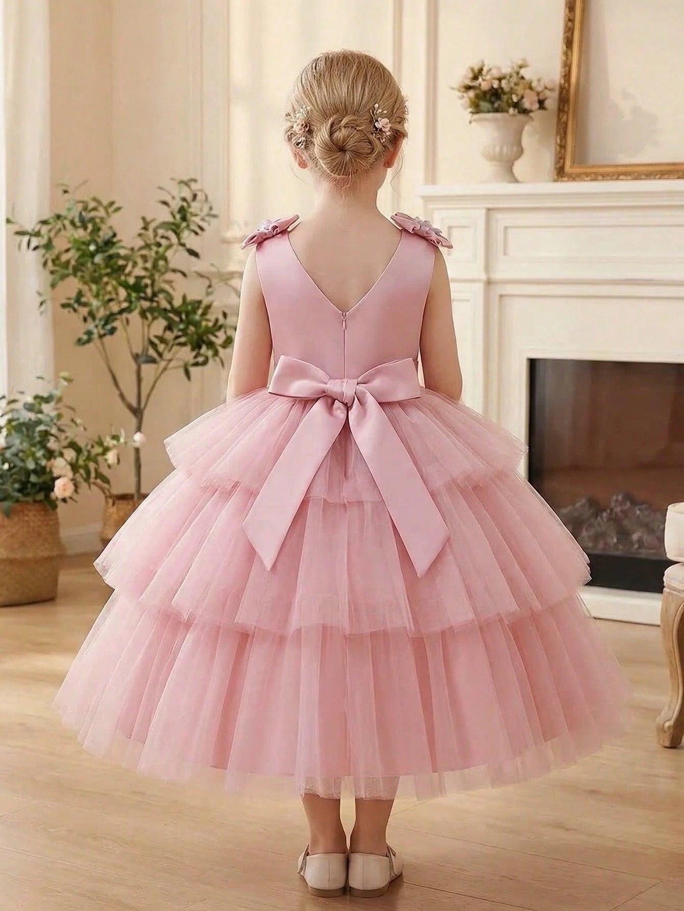5276 Wholesale Afghani Smocked Tulle Tutu Pink Summer Princess Ball Gown for Toddler Little Girls Kids 7Y Birthday Party Pageant