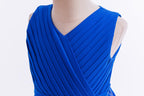 5272 Girls Formal Dress Royal Blue Chiffon V Neck Pleated Floor Length Junior Bridesmaid Gown for Wedding Party Graduation Wear