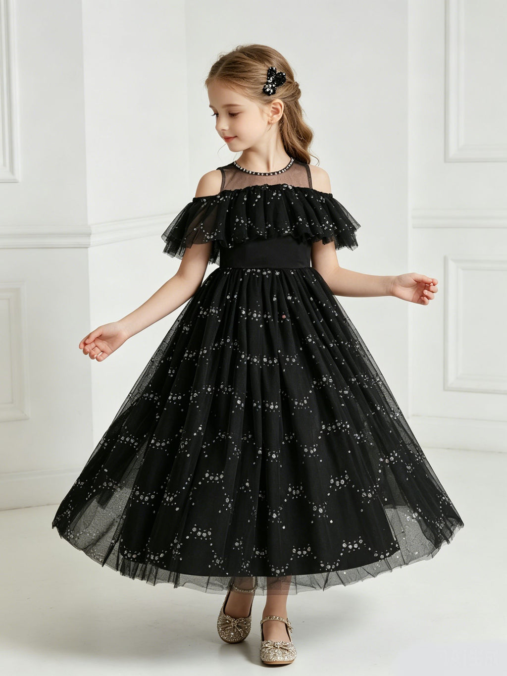 7209 Hot Selling Children Latest Fashion Communion Dresses for Kids Designs New Model Girls Ruffle Ball Gown