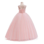 5255 Flower Girls Tulle Wedding Dress a Line Long Formal Pageant Princess Birthday Party Ball Gown Bridesmaid Dresses