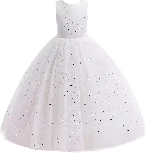 7689 Girls Tulle Flower Girl Dress Birthday Wedding Pageant Party Princess Gown Kids Formal Wear Ages 5 to 11 Years