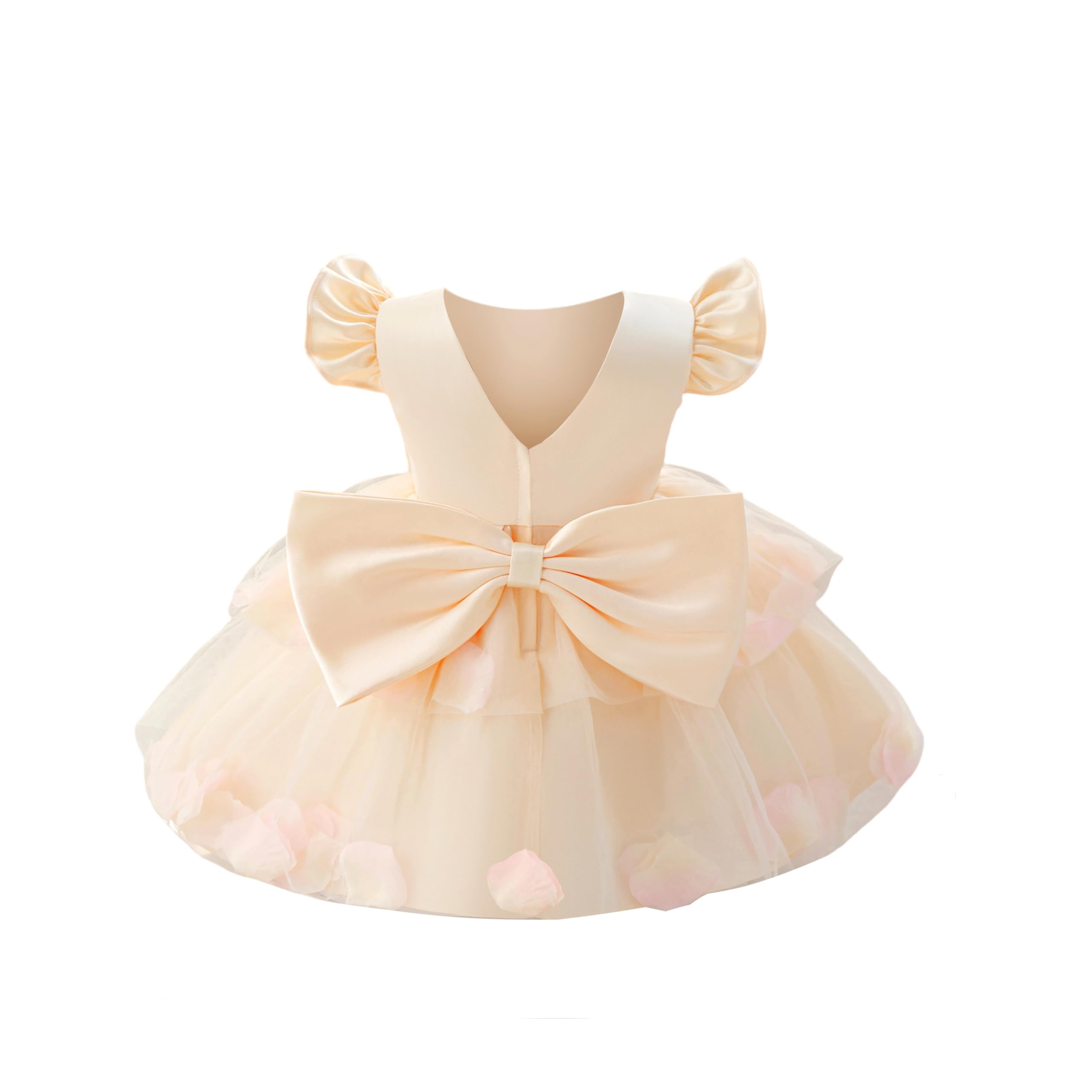 5281 Blue Bows Toddler Baby Dresses 0-12 Months Party Gown Flower Girls Dresses Baby Birthday Clothes Baptism Dress