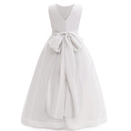 5129 Girls Clothing Long  Flower Girls Dresses Bow Gown 4-14 Backless Kids Birthday Communion Party Dress