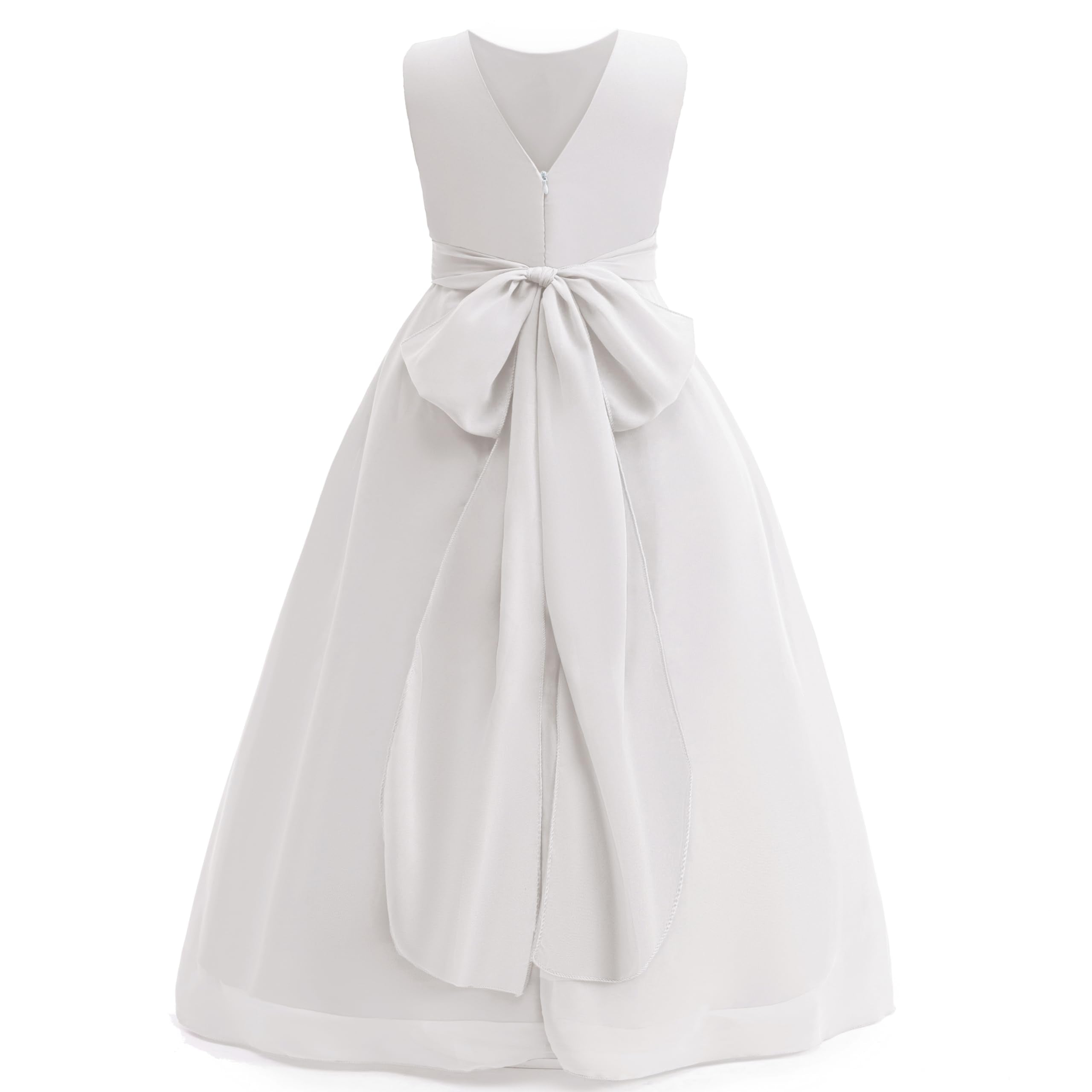 5129 Girls Clothing Long  Flower Girls Dresses Bow Gown 4-14 Backless Kids Birthday Communion Party Dress