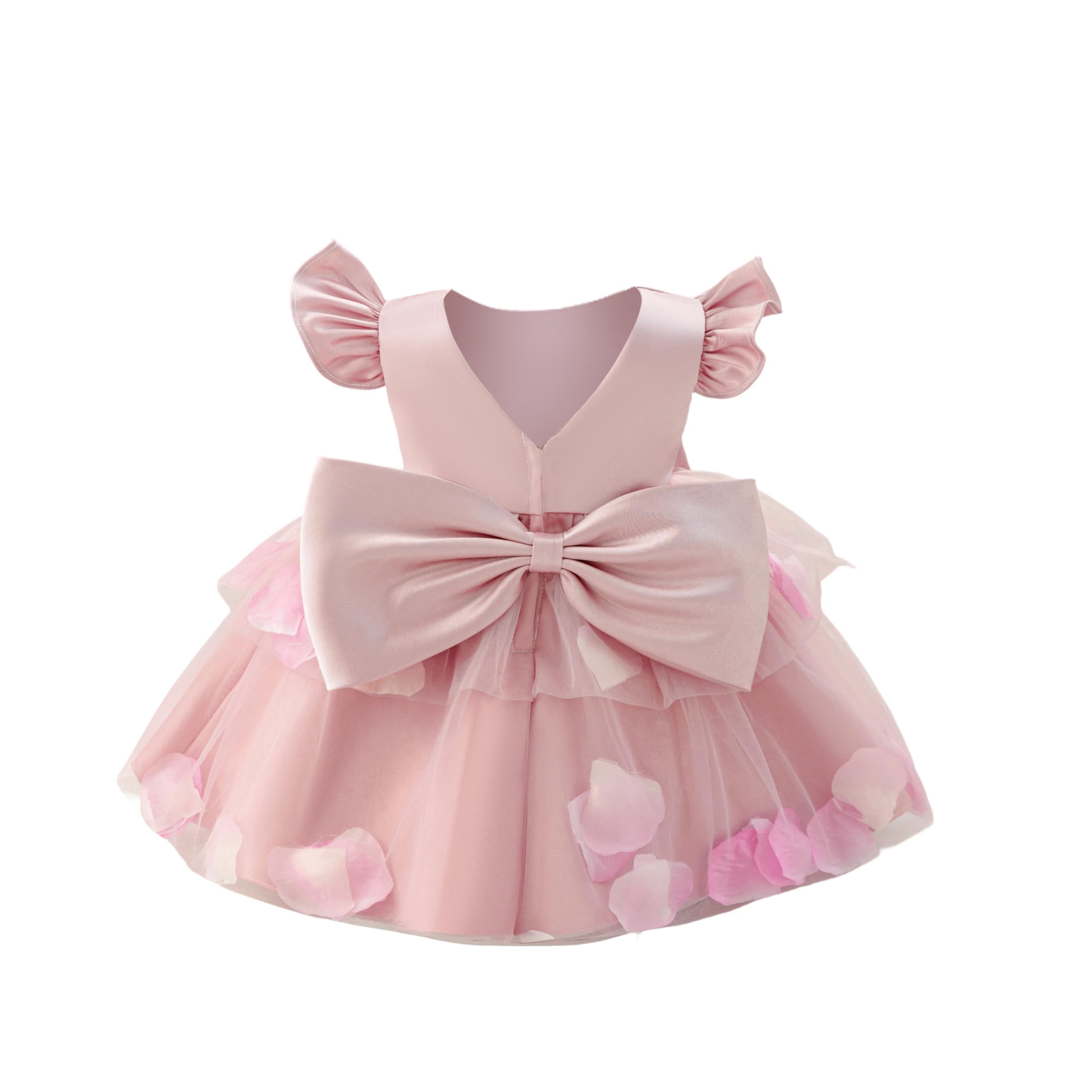5281 Blue Bows Toddler Baby Dresses 0-12 Months Party Gown Flower Girls Dresses Baby Birthday Clothes Baptism Dress
