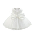 5296 Wholesale Baby Girls White Pearl Tulle Dress 1-4 Years Flower Girl Wedding Baptism Party Gown OEM Kids Clothing Supplier Wear