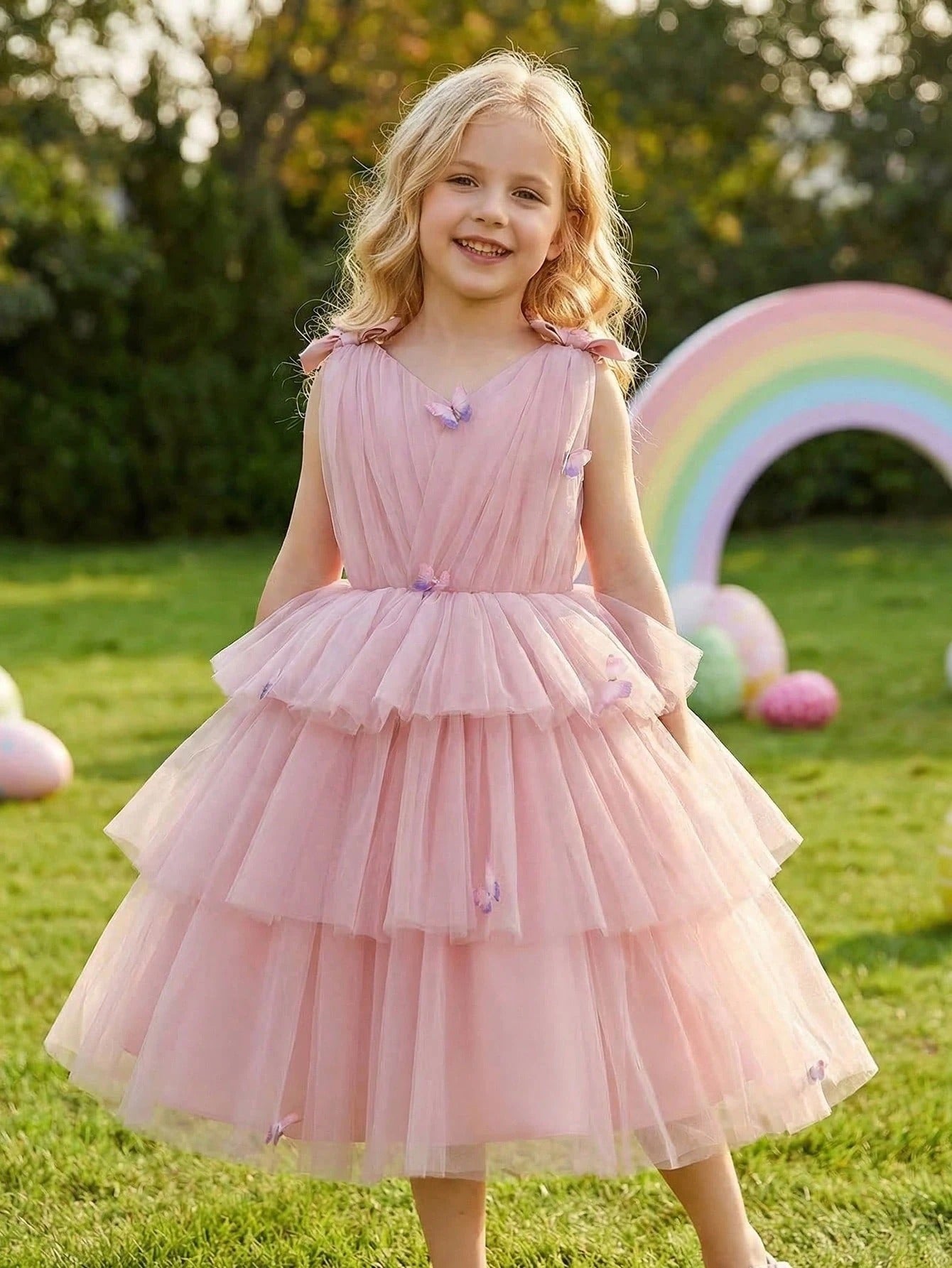 5276 Wholesale Afghani Smocked Tulle Tutu Pink Summer Princess Ball Gown for Toddler Little Girls Kids 7Y Birthday Party Pageant