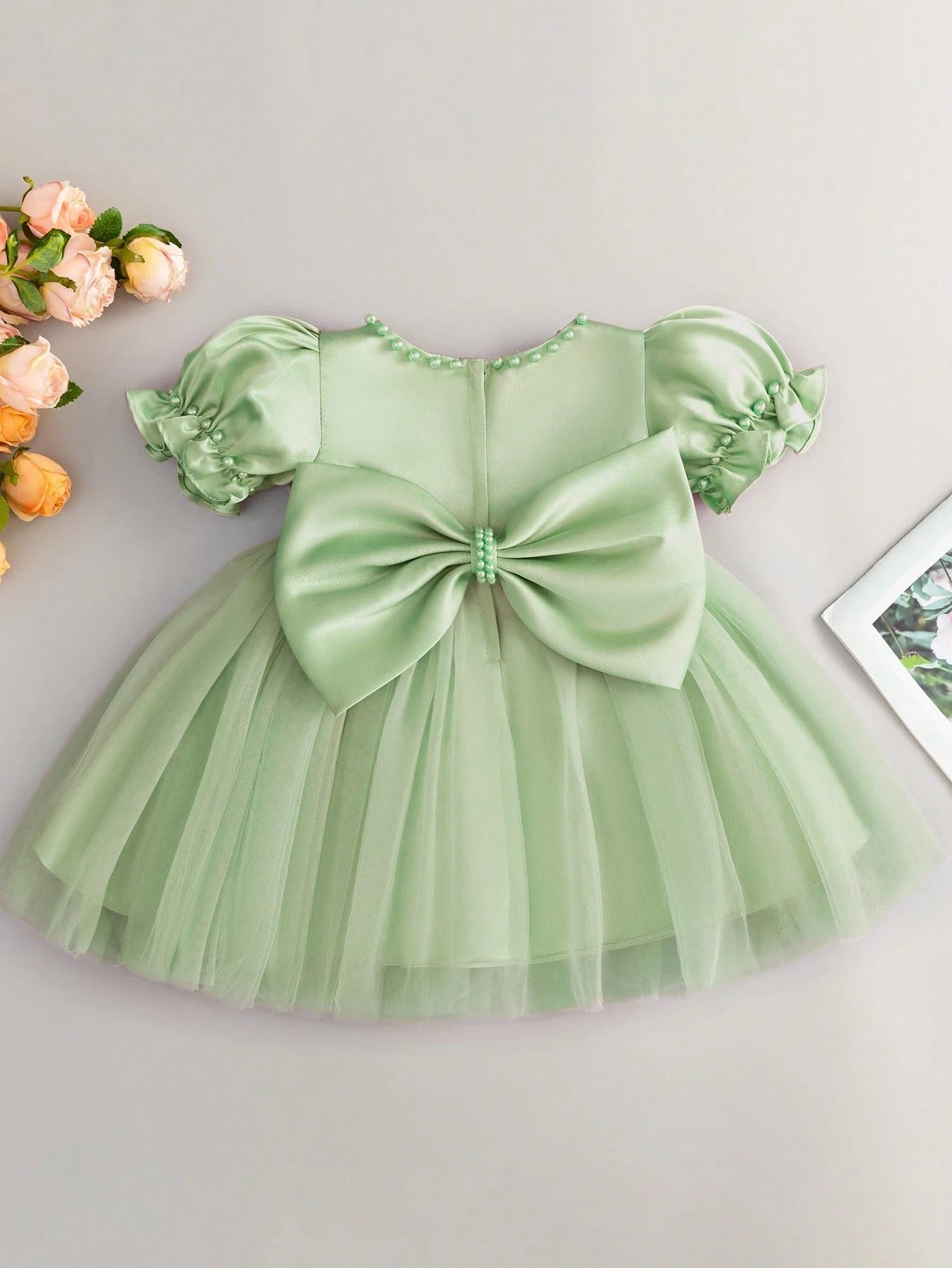 5069 Luxury Toddler Baby Girl Dress Green Purple Puff Net Fairy Casual Baptism Occasion Dresses for 6 Months Baby Girls