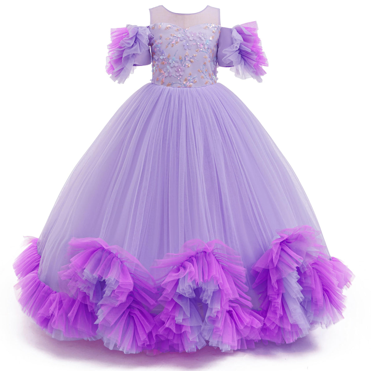5239 Wholesale 9 Years Old Girls Party Dress Frilly Cupcake Turkey Style Fairy Long Frock Queen Princess Evening Baby Kids Clothes