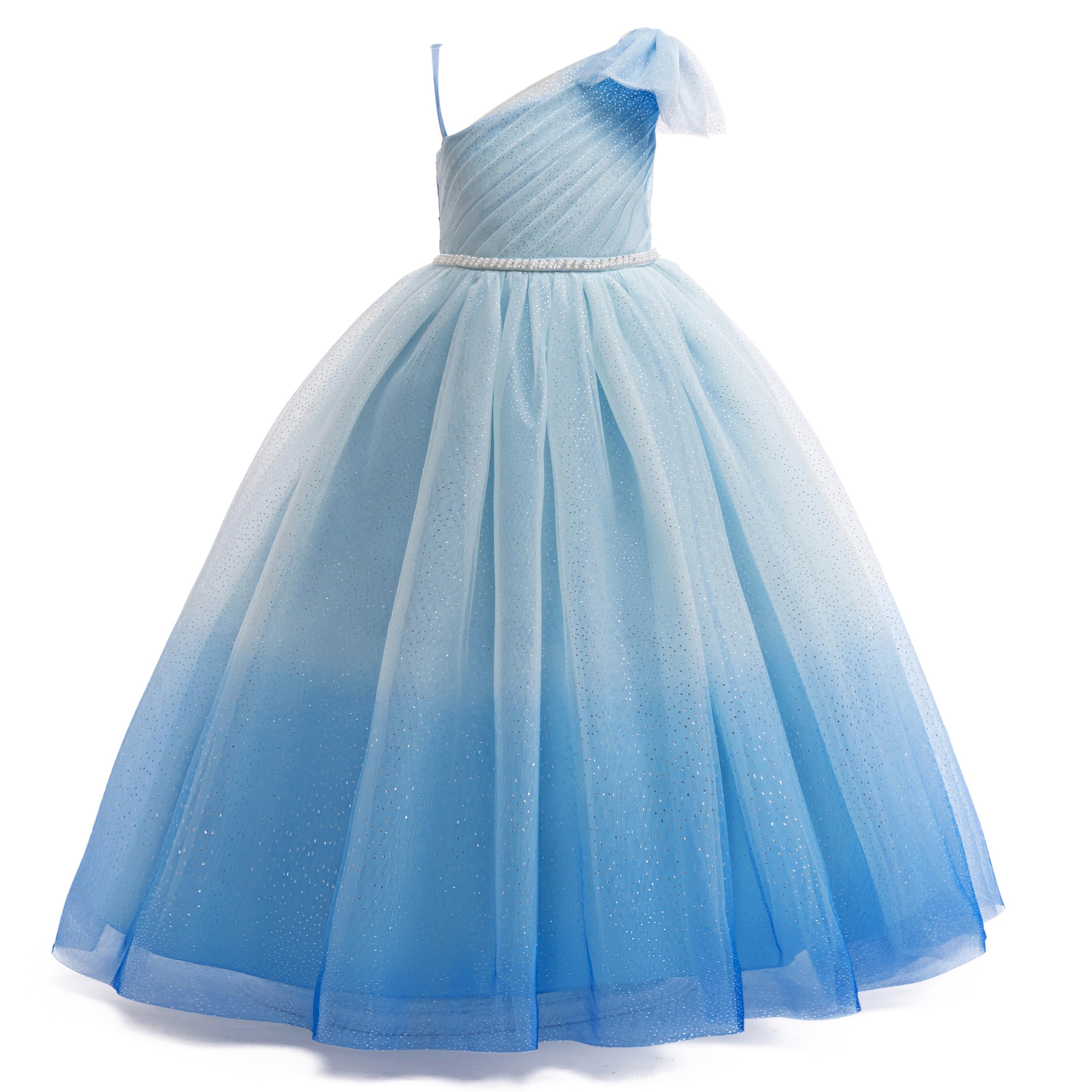 5163 New Year Gala Girls One Shoulder Dress Burgundy Gown for Christmas Recital Holiday Party Stage Performance Year End Celebration