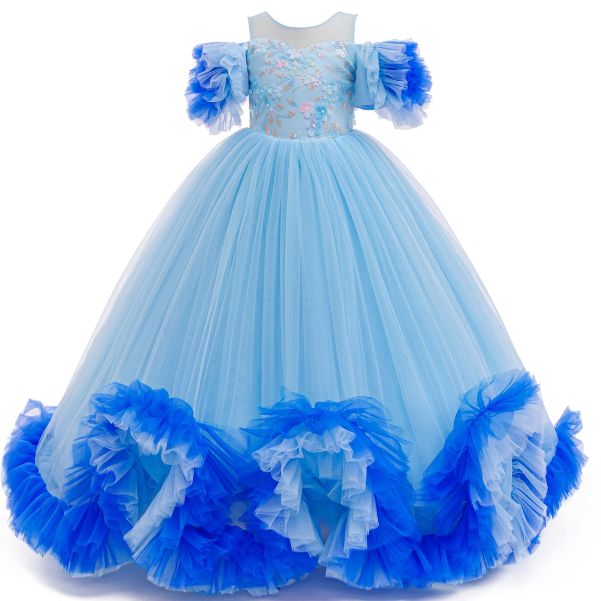 5239 Wholesale 9 Years Old Girls Party Dress Frilly Cupcake Turkey Style Fairy Long Frock Queen Princess Evening Baby Kids Clothes