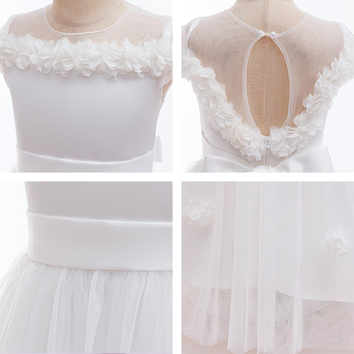 5231 Wholesale China White Angel Bride Flower Girl Dress 12Y Kids Long Plain Casual Formal Ball Gown Wedding Graduation Party Dresses