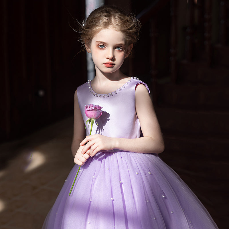 5151 Girls Pageant Dress Wholesale Lavender Short Princess Gown for Birthday Party Wedding Recital Event Kids Girls Clothing Factory