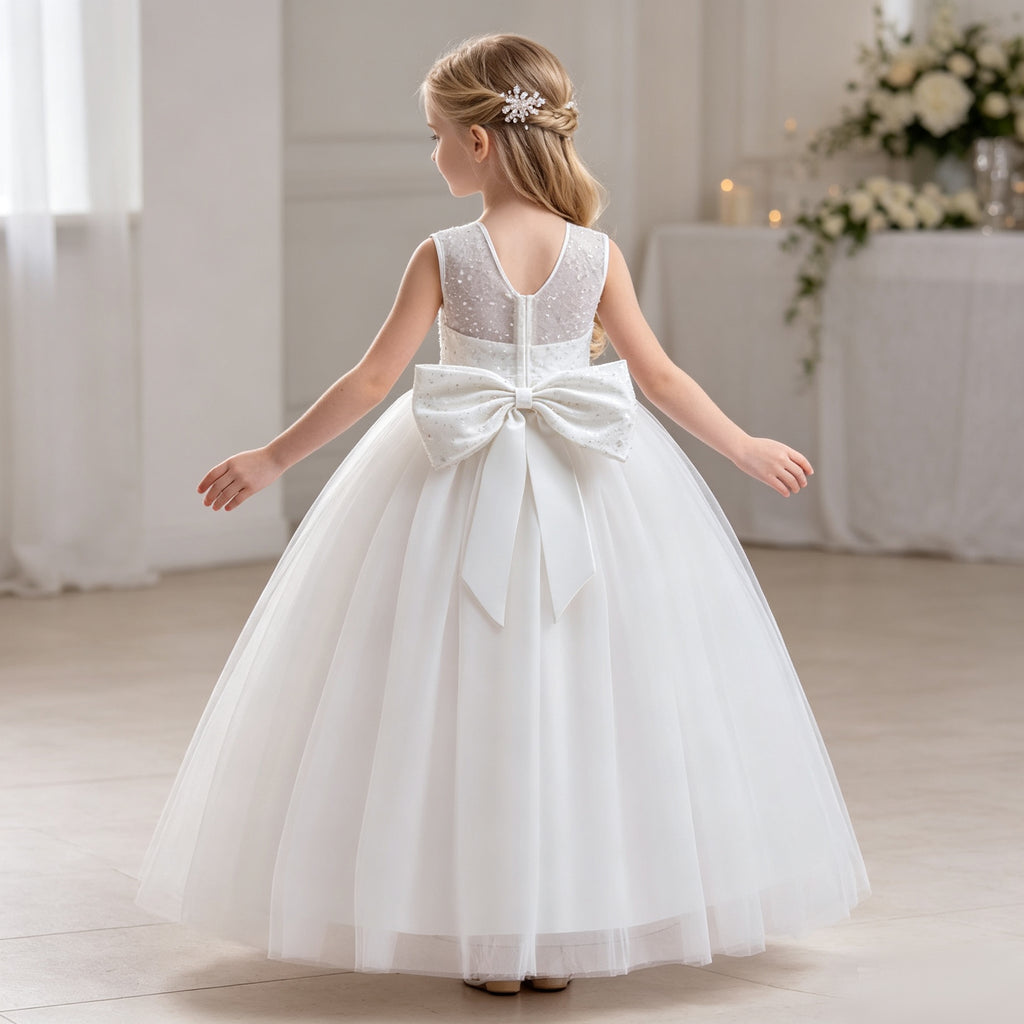 5137 Wholesale White Lace First Communion Dress Kids Flower Girl Formal Wear for Church First Holy Communion Ceremony