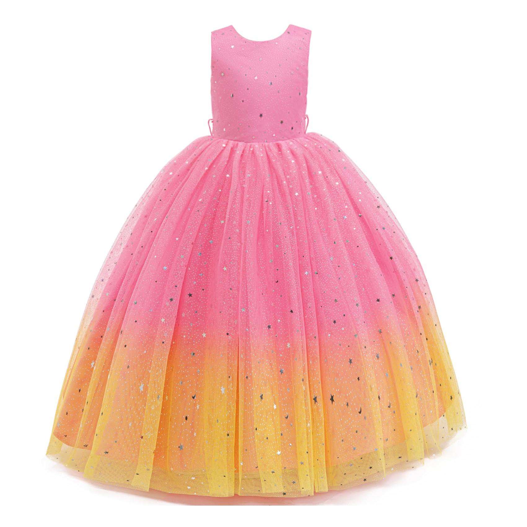 7689 Girls Tulle Flower Girl Dress Birthday Wedding Pageant Party Princess Gown Kids Formal Wear Ages 5 to 11 Years