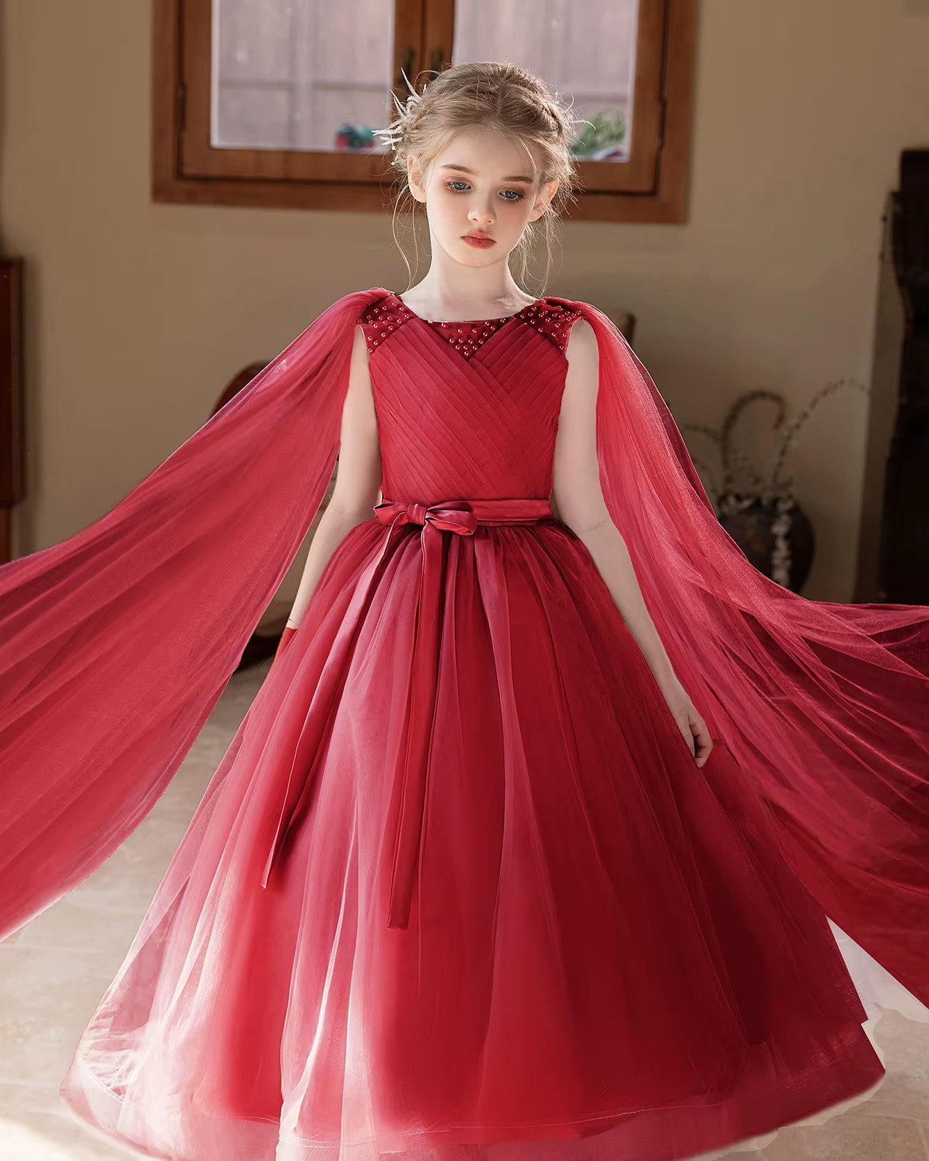 5159 Flower Girl Wedding Bridesmaid Dress 4-12 Birthday Party Ball Gown Evening Dress Elegant Princess Dress for Girl