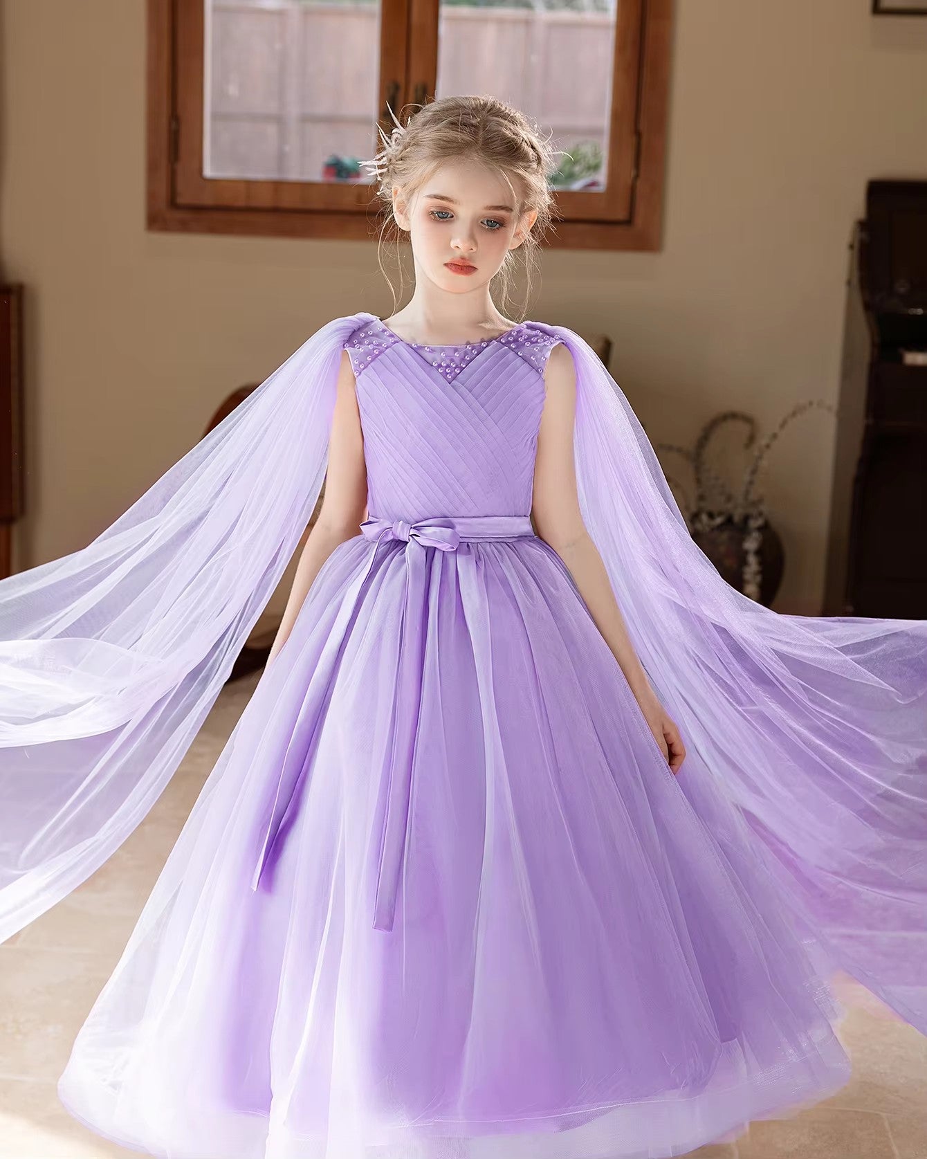 5159 Flower Girl Wedding Bridesmaid Dress 4-12 Birthday Party Ball Gown Evening Dress Elegant Princess Dress for Girl
