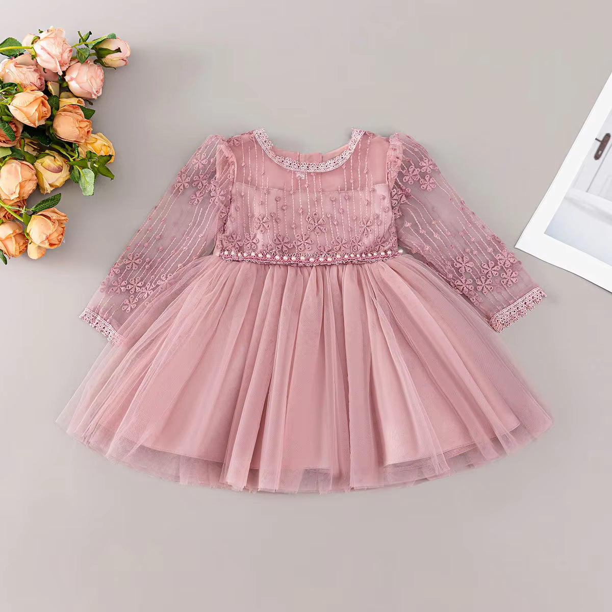 8515 Party Dress for Baby Girl Long Sleeve Infant Dress 6-9 Months Picnic Princess Dress Low Price Newborn Baby Girl Items