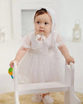 7525 Newborn Baby Christening Dress Lace Baptism Dress for Baby Girl Infant Girls' Dresses Gown White Clothing Set Frock with Hat