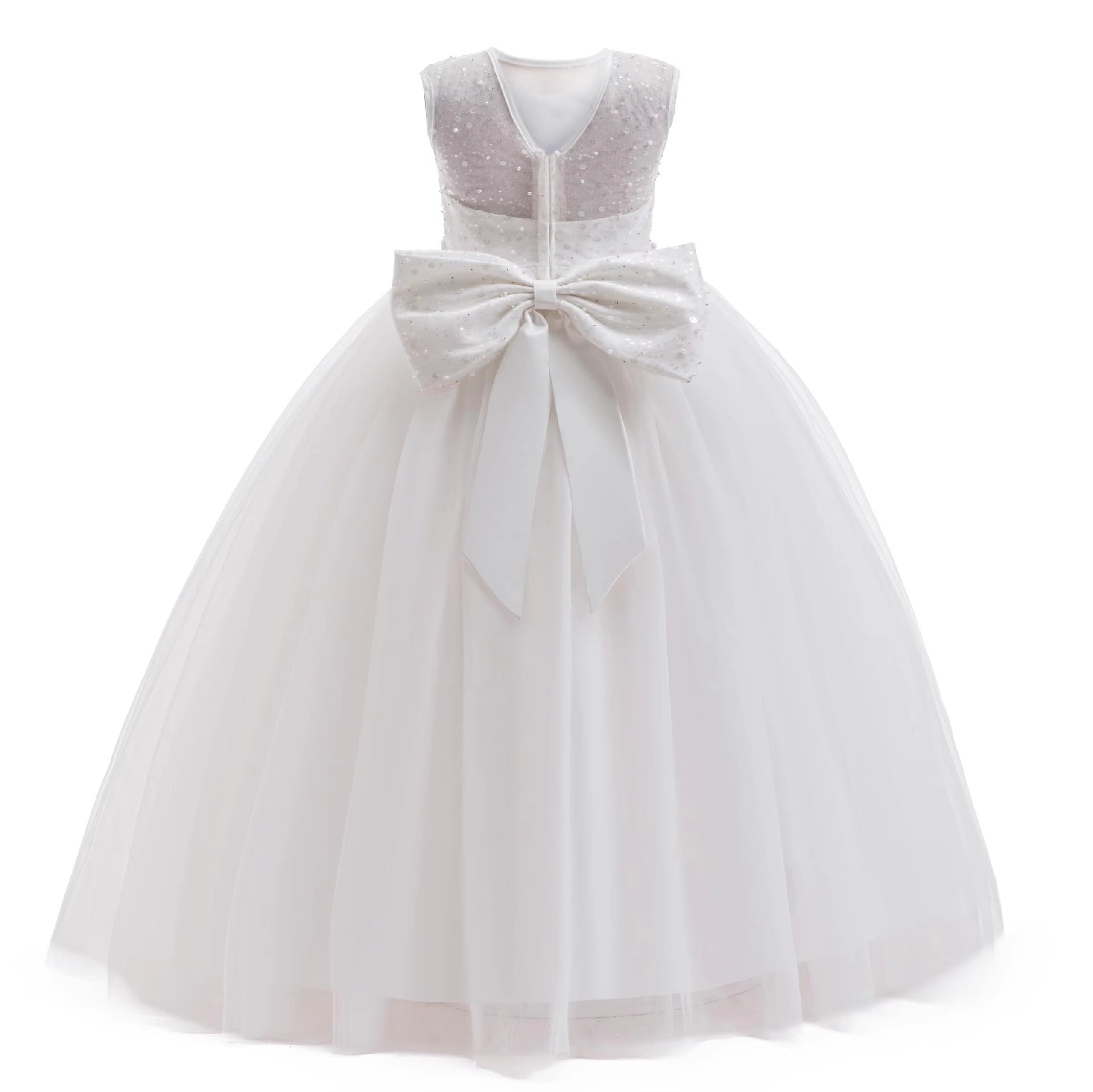 5137 Wholesale White Lace First Communion Dress Kids Flower Girl Formal Wear for Church First Holy Communion Ceremony