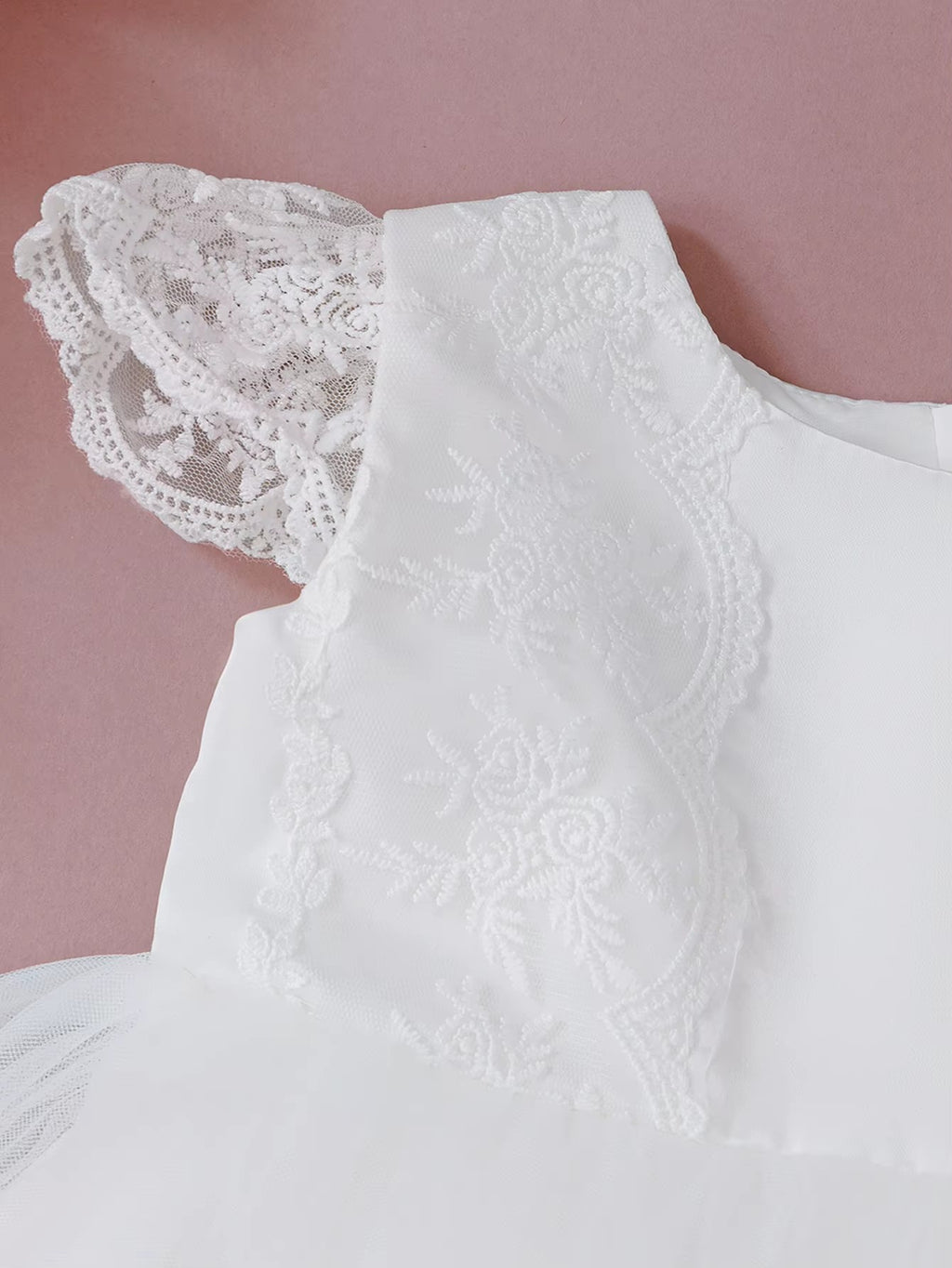 7697 Newborn Baby Girl Kids Birthday Luxury White Party Baptism Gowns Princess Dresses 1yr Old Baby Girl Dress