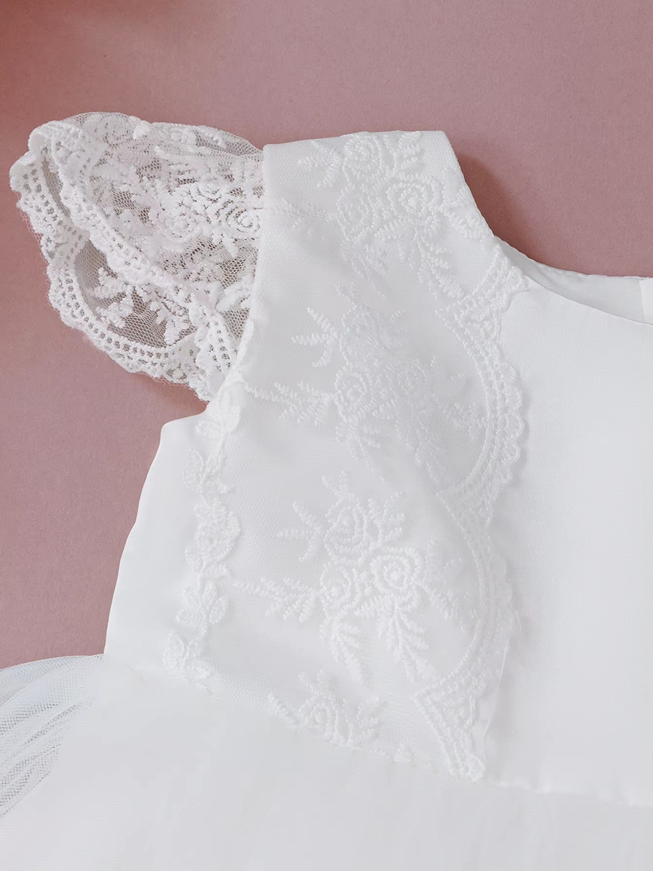 7697 Newborn Baby Girl Kids Birthday Luxury White Party Baptism Gowns Princess Dresses 1yr Old Baby Girl Dress