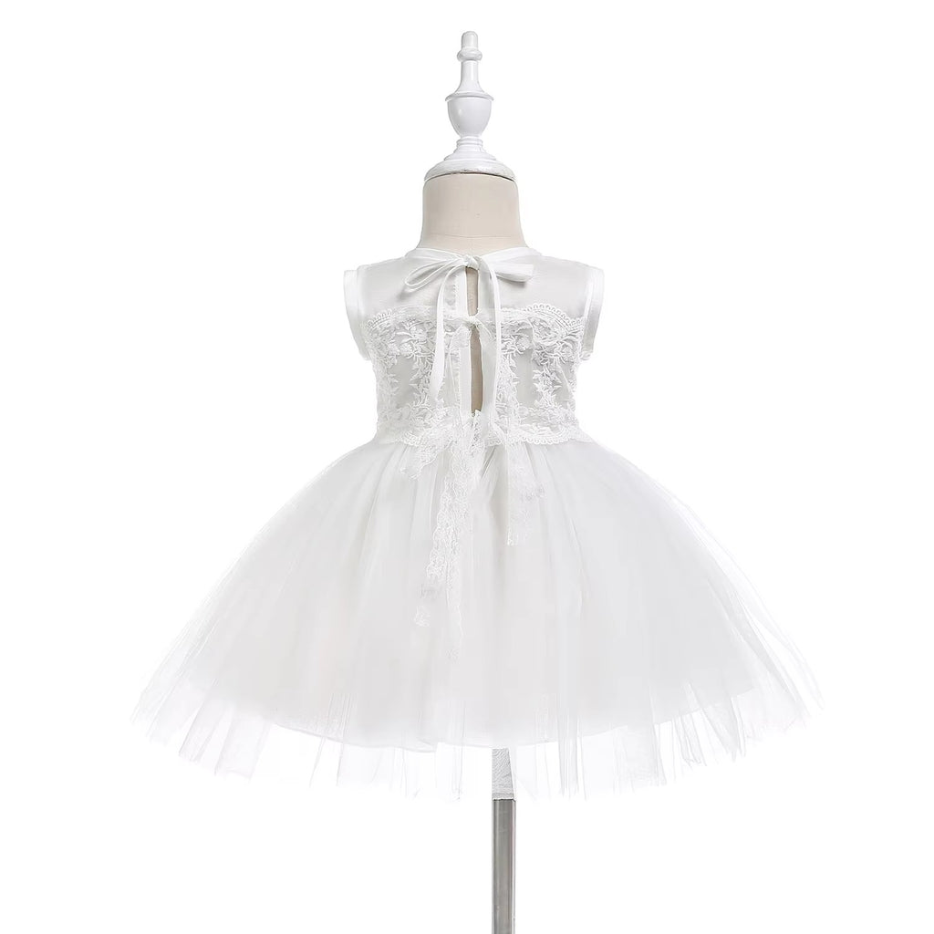 9767 Factory Sale Baby Infant Girl Baptism Dress Flower Newborn Gown White Lace Christening Dress 1 Year Birthday Gift