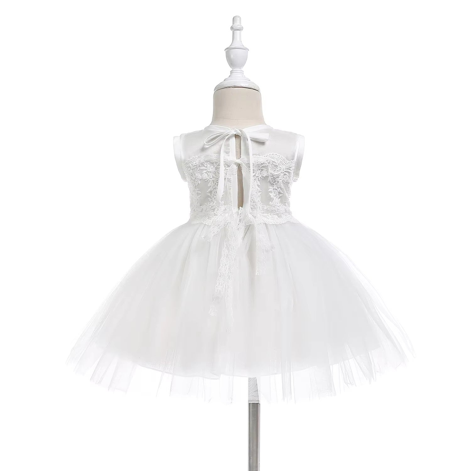 9767 Factory Sale Baby Infant Girl Baptism Dress Flower Newborn Gown White Lace Christening Dress 1 Year Birthday Gift