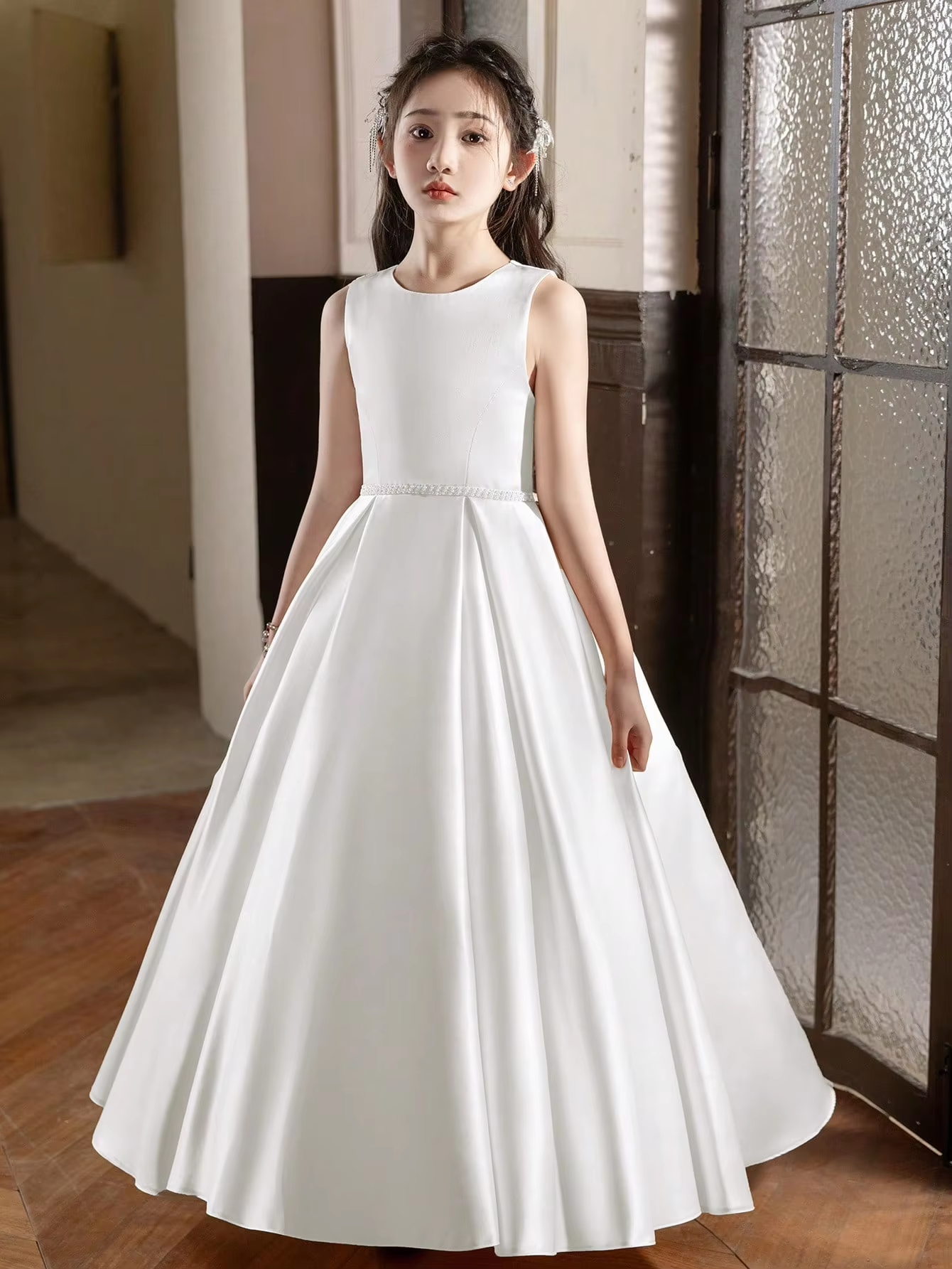 5168 Wholesale Satin Royal Blue Black Formal Evening Prom Year 6 Graduation Dresses for 11Y 12 Years Old Teen Girls