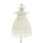 6110 Toddler Dress Clothing White Lace Short Sleeve Baptism Dress Princess Girl Christening Gown With Hat Baby Dresses