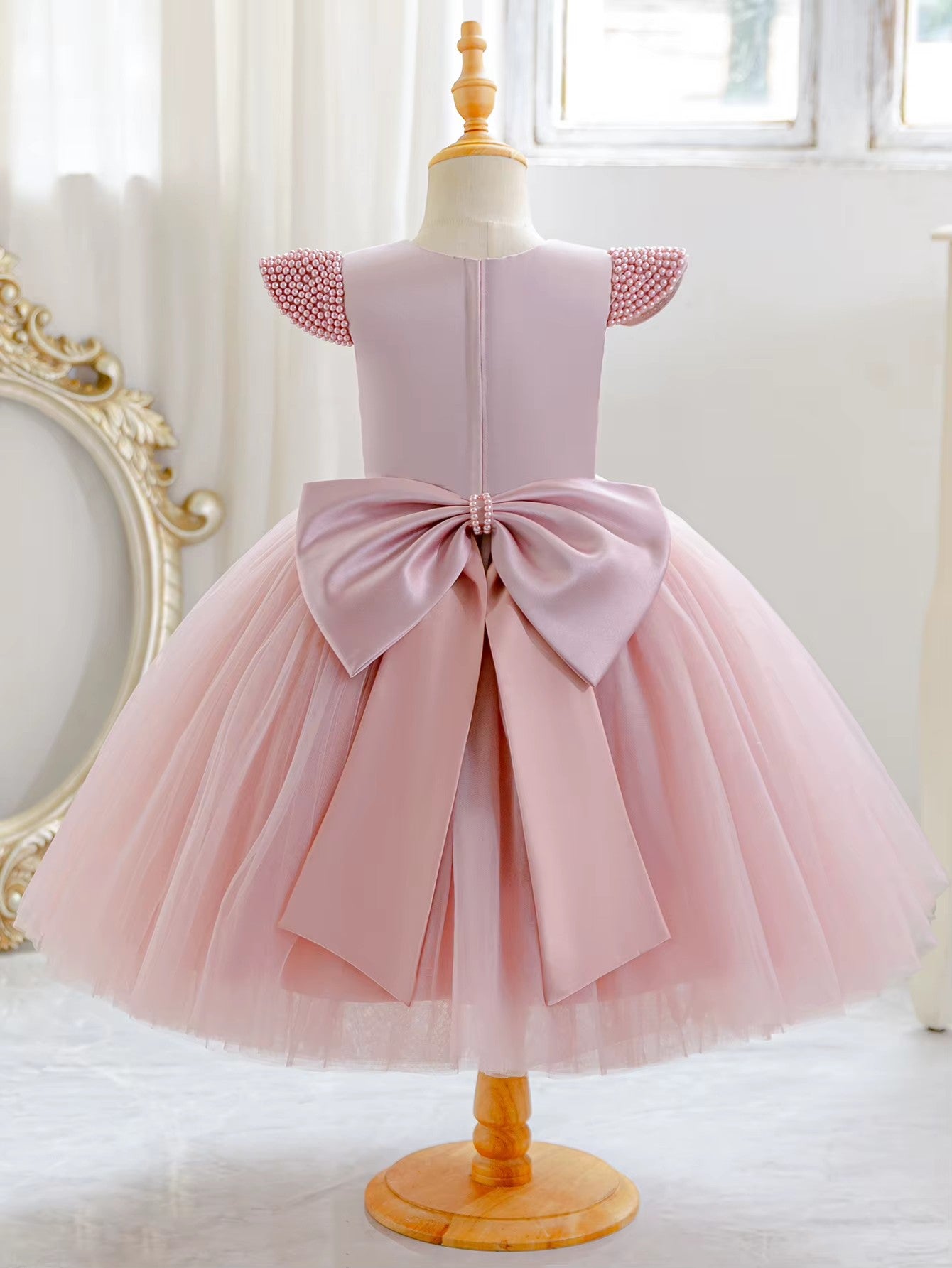 5266 Kids Evening Gown Dress Latest Children Bow Frock Design Birthday Party Flower Girls' Dresses