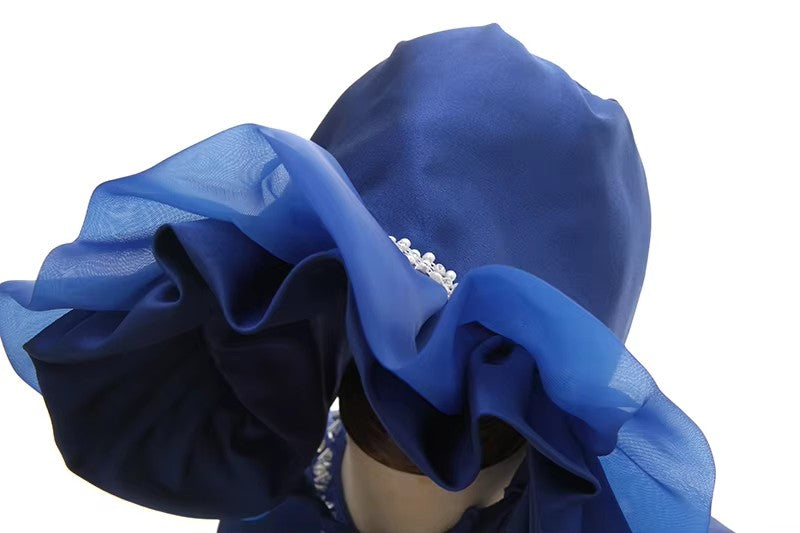 6153 Kids Clothing Luxury Baby Girl Birthday Party Dress 1Years Royal Blue Princess Style Western Summer Formal Satin Tutu Gown