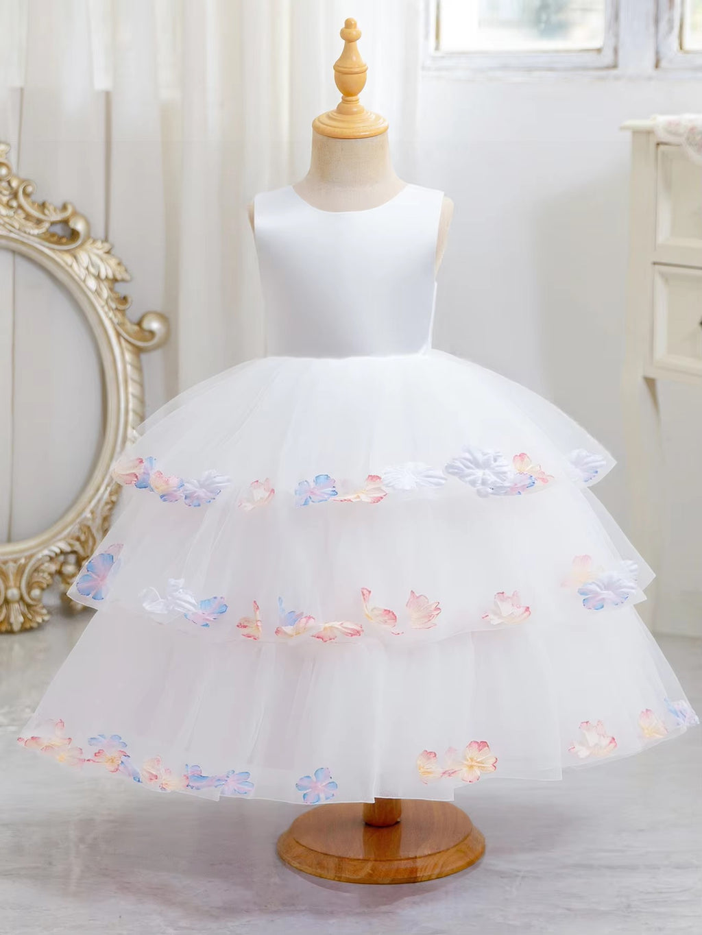 5270 Girl Birthday Dress Backless Big Bow OEM ODM Party Style Princess Flower Girl Dresses Wedding Kids White