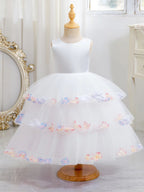 5270 Girl Birthday Dress Backless Big Bow OEM ODM Party Style Princess Flower Girl Dresses Wedding Kids White