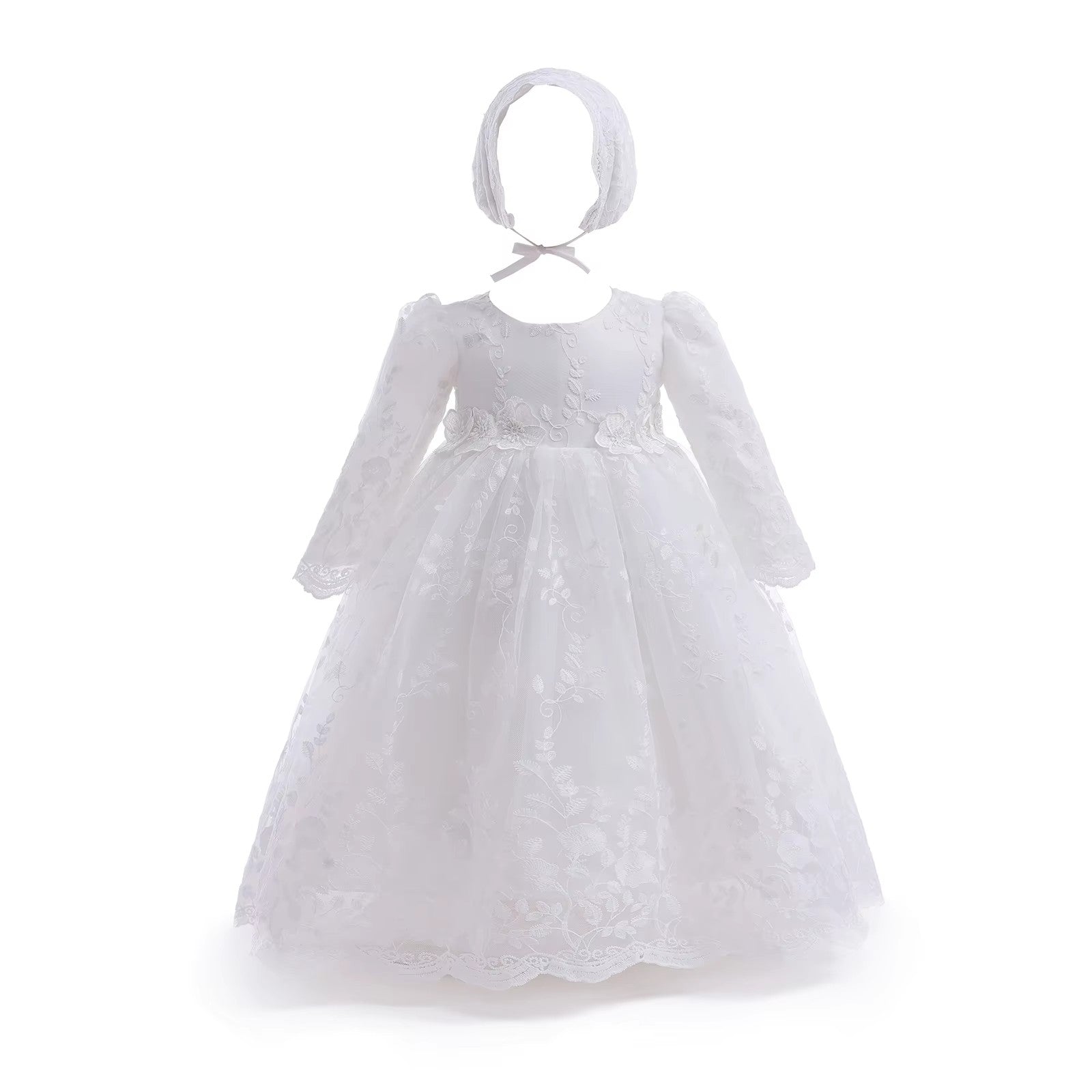 6209 Baby Girl Bowknot LacFashion Baby Girl Bowknot Lace Princess Flower Dresses Performance Birthday Party Dress 0-2Year Old