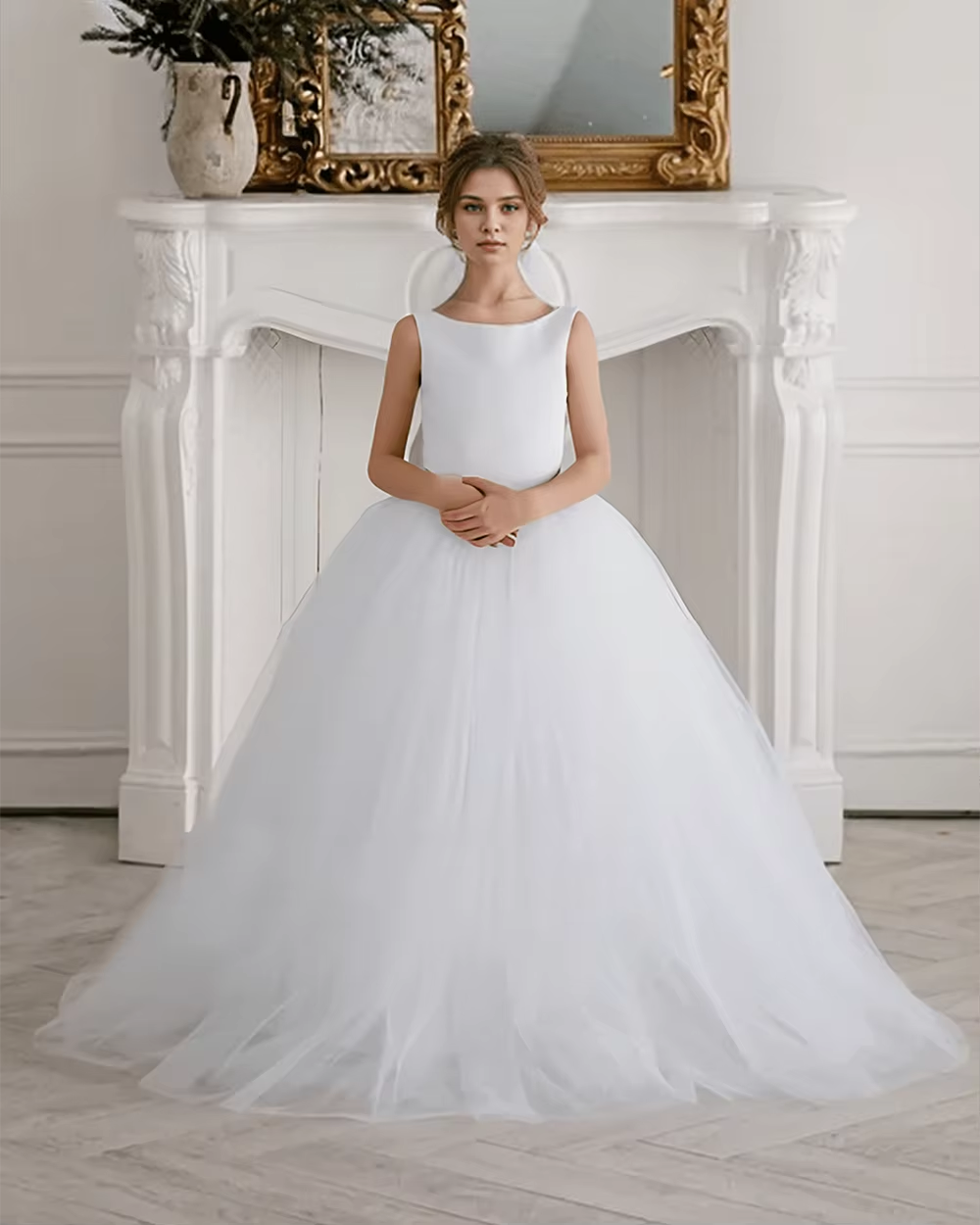 5083 Wholesale Elegant Princess Champagne Evening Wedding Party Dresses for 10-12 Years Old Teenage Girls Formal Graduation Gown 15Y