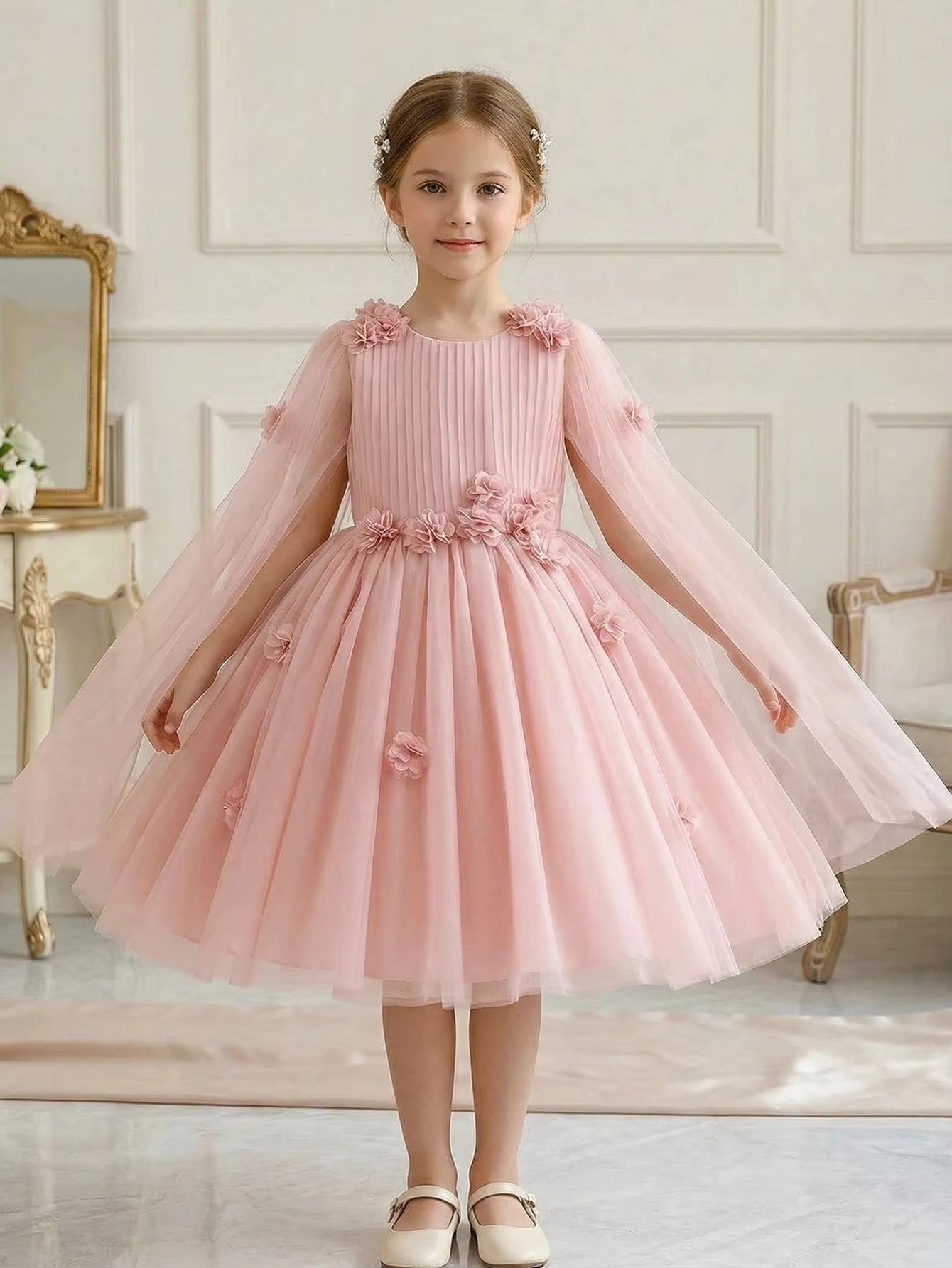 5322 Wholesale Pink Formal Short Floral Festival Hanbok Dress for 7-8 Years Old Kids Children Girls Birthday Party Pageant