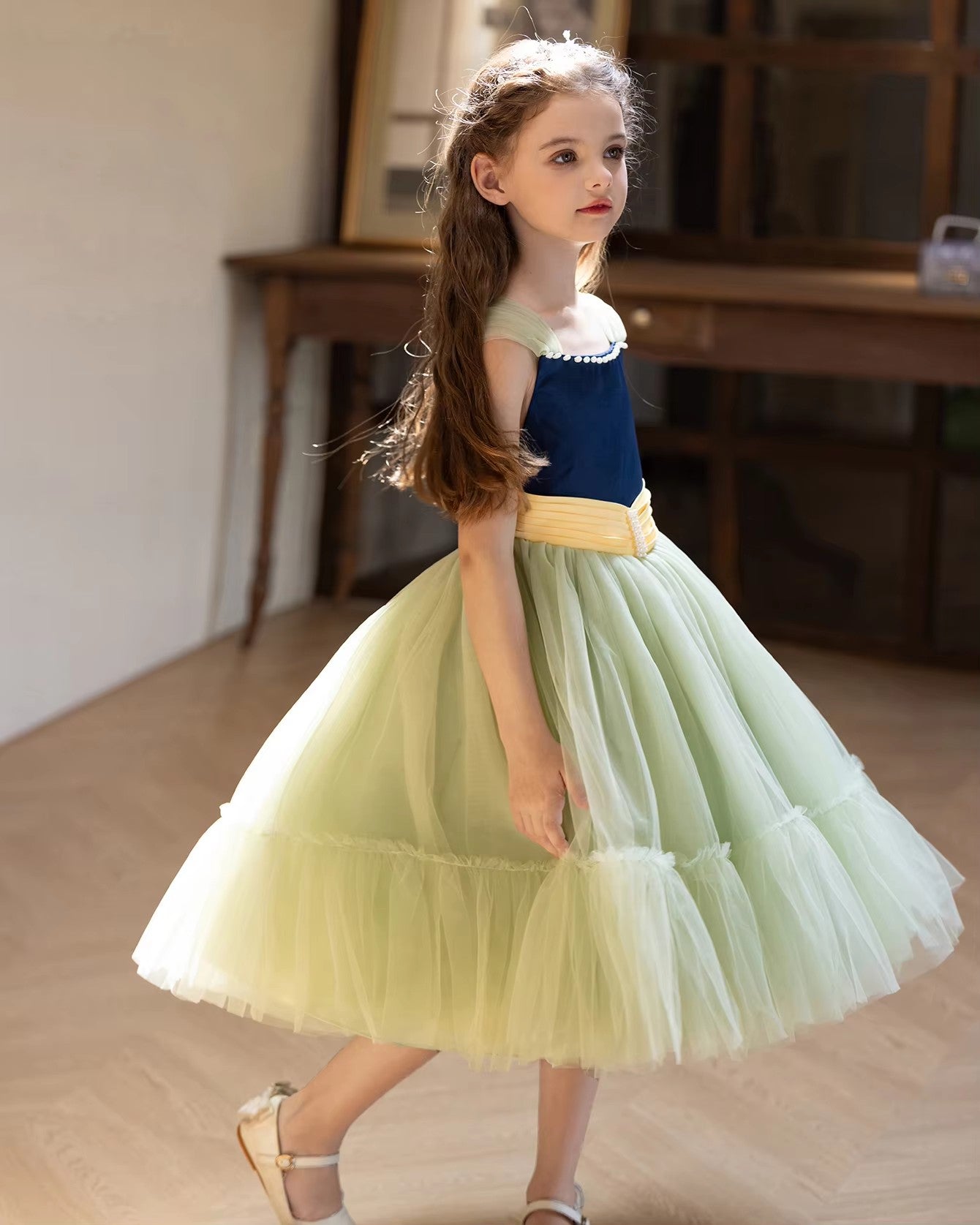 5210 Elegant Dresses for Girls Princess Fashion Puffy Dance Ball Gown for Kids New Design Girls Dress 8-11 Years