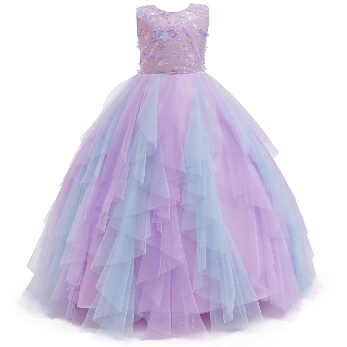 5233 Wholesale Girls Formal Tulle Dress Long a Line Wedding Pageant Princess Birthday Party Dance Prom Ball Gown Flower Girls Dress