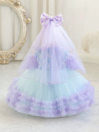 5285 Wholesale Summer Baby Girls Birthday Dress Princess Flower First Communion with Short Sleeves Girl Dresses for Party