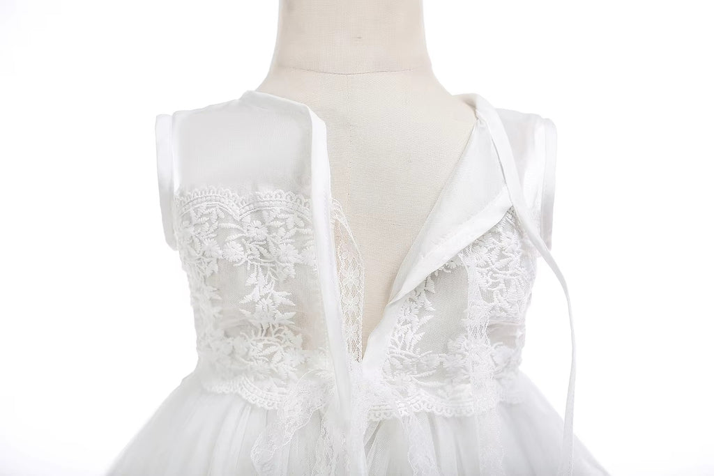 9767 Factory Sale Baby Infant Girl Baptism Dress Flower Newborn Gown White Lace Christening Dress 1 Year Birthday Gift