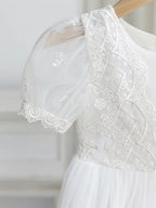 5175 Little Girls Dresses White Elegant Princess Dress Embroidery Birthday Party Frocks Kids Wear Wholesale