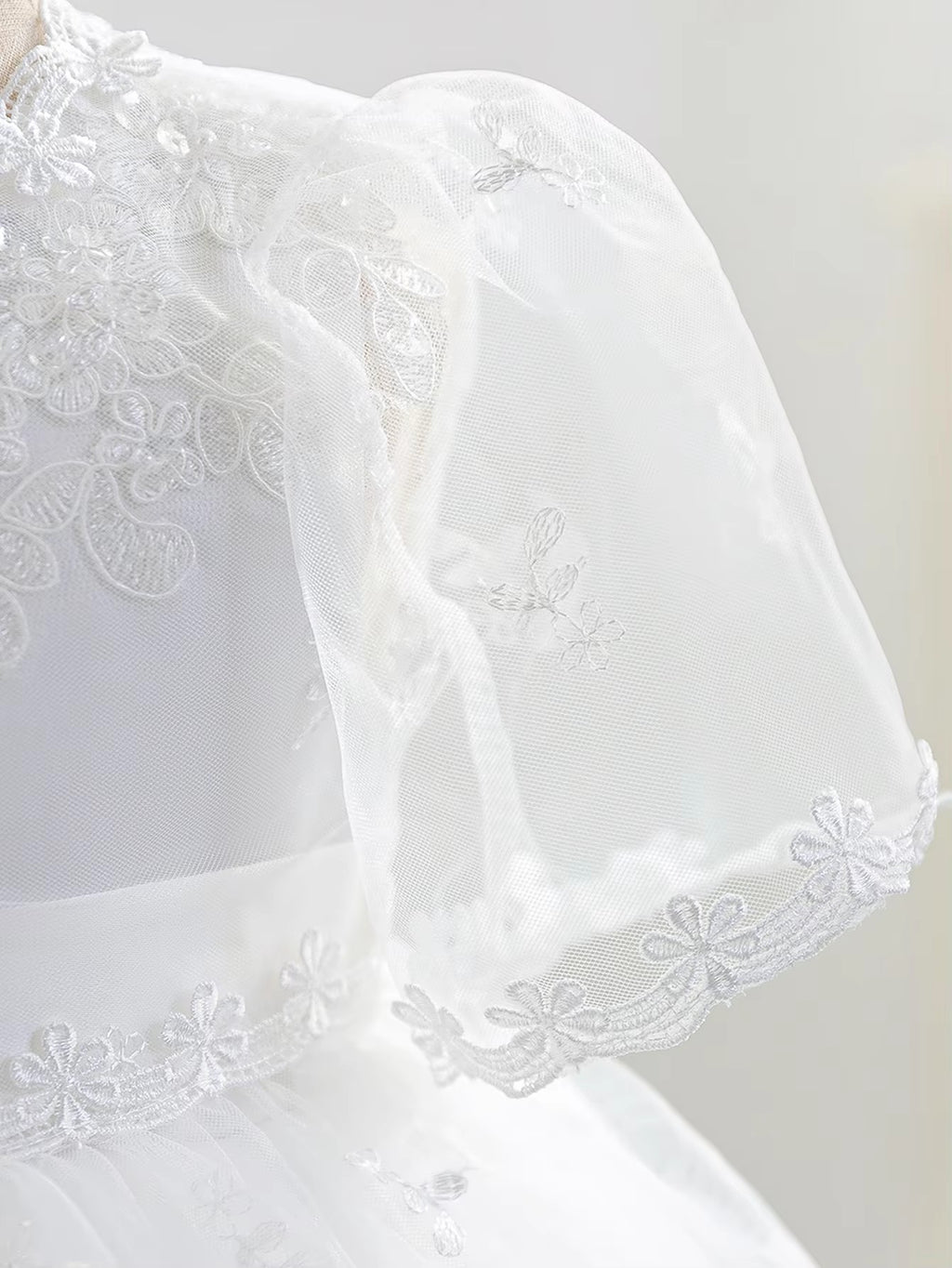 6156 Christening Dress for Baby Girl Baptism White Dresses for Infant Lace Embroidered Tulle Formal Wedding Newborn Baby Clothes