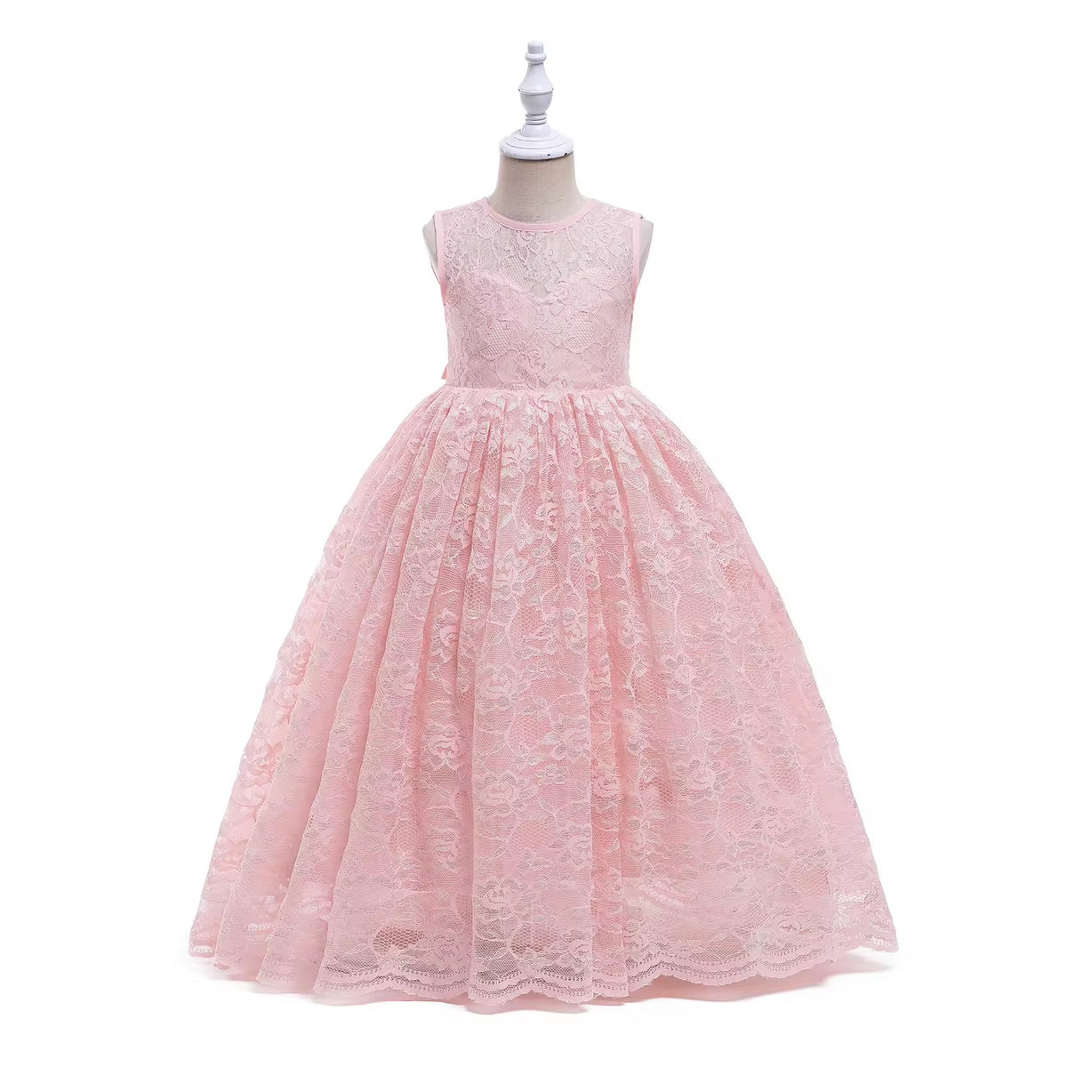 7568 Elegant Embroidered Evening Baby Blue Dress 4-5Y Handsmocked Floral Lace Wedding Bridesmaid Prom Custom Girl Party Princess Gown