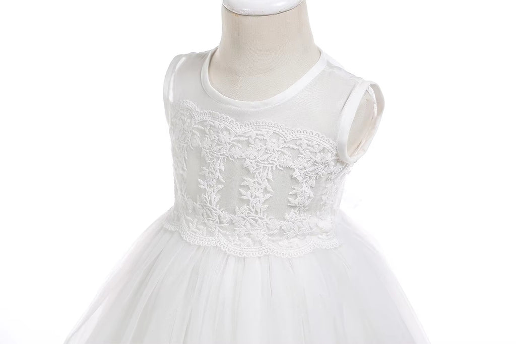 9767 Factory Sale Baby Infant Girl Baptism Dress Flower Newborn Gown White Lace Christening Dress 1 Year Birthday Gift