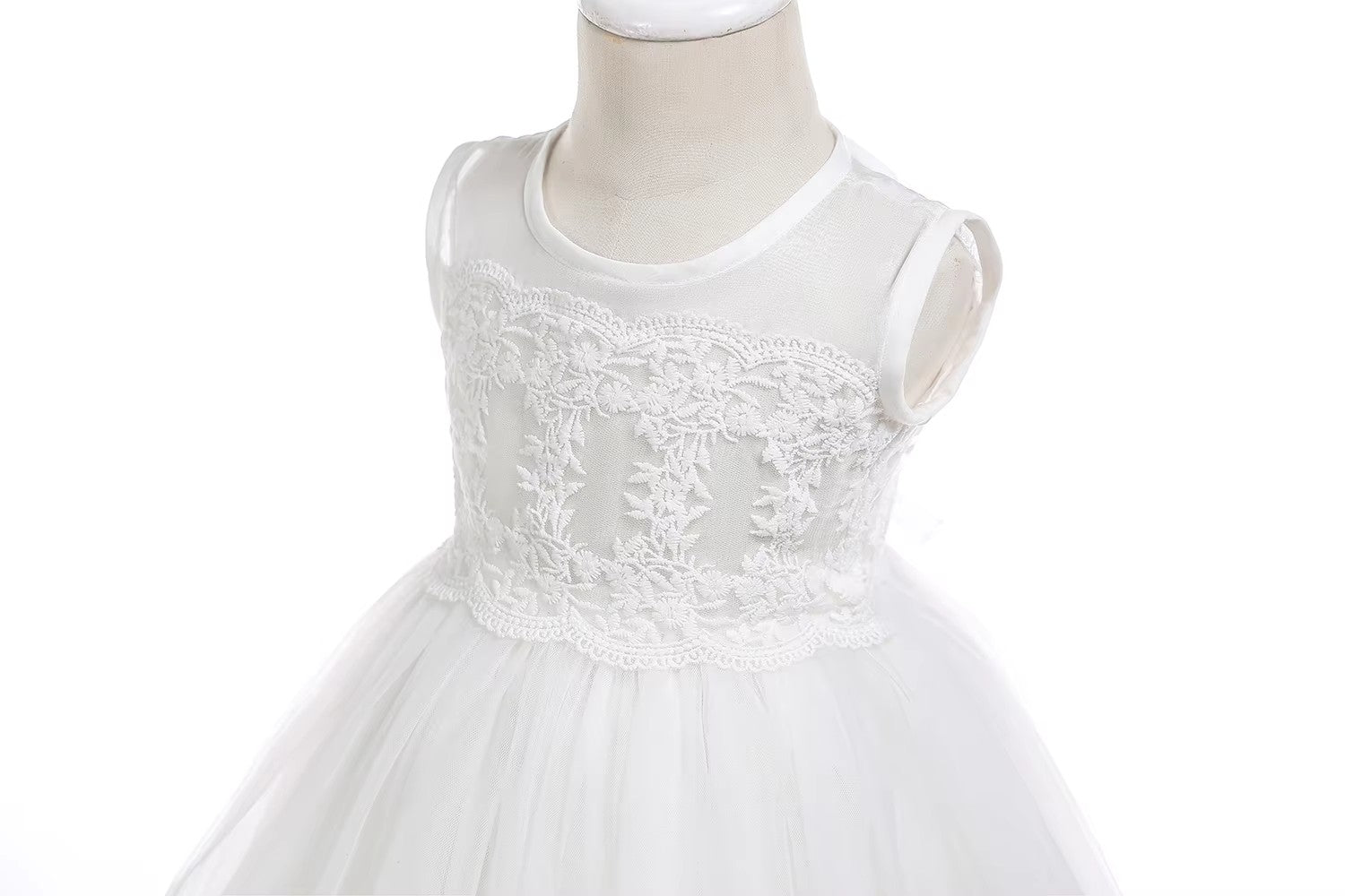 9767 Factory Sale Baby Infant Girl Baptism Dress Flower Newborn Gown White Lace Christening Dress 1 Year Birthday Gift
