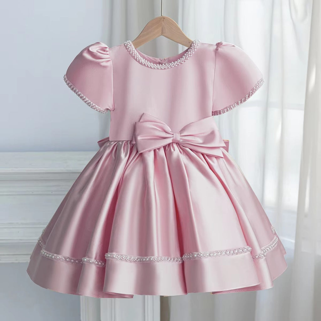 5180 Ball Gown for Kids Beaded Satin  Little Girls Party Dresses Birthday Flower Girls Dress Princess Boutique Clothes