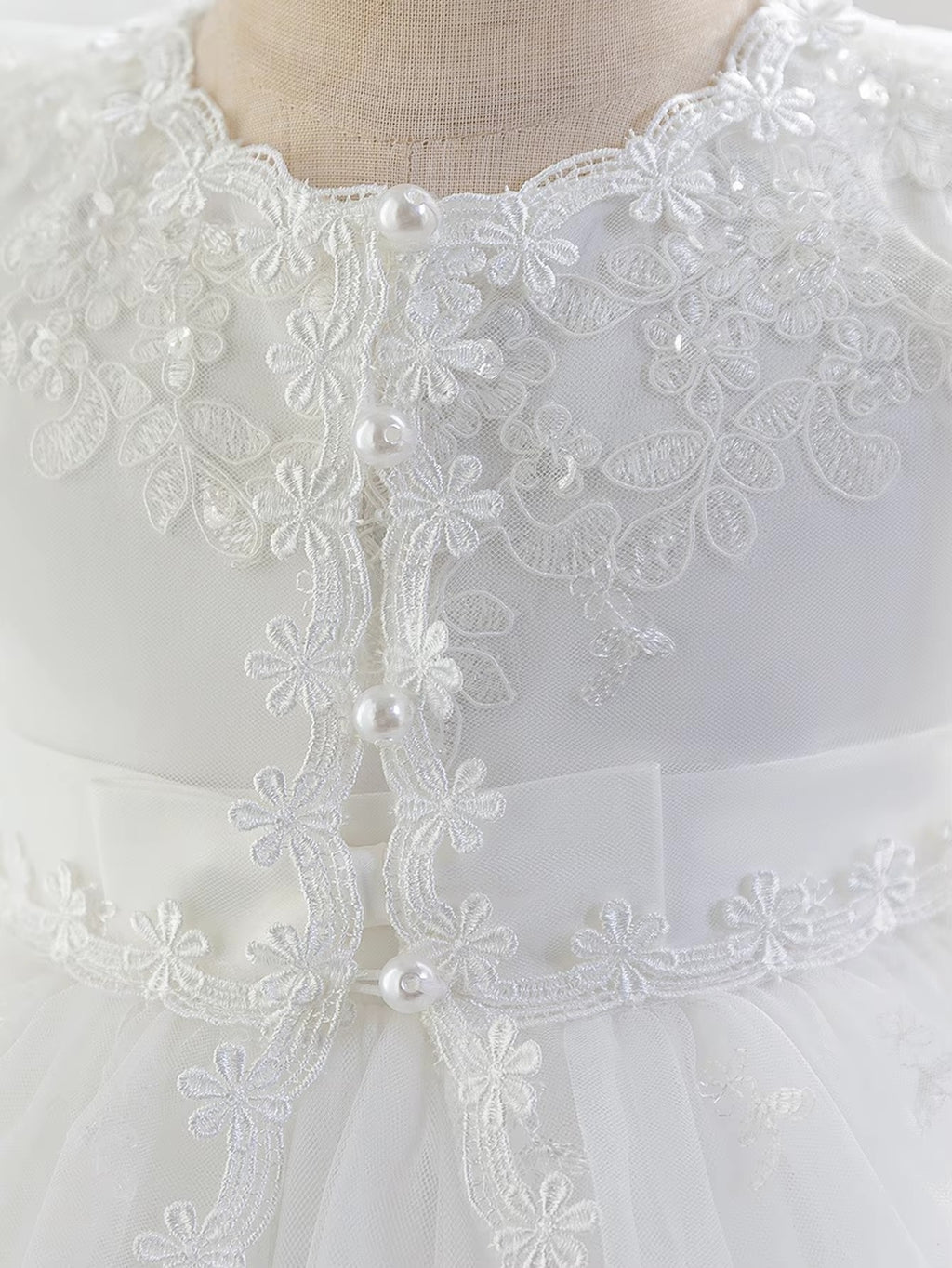 6156 Christening Dress for Baby Girl Baptism White Dresses for Infant Lace Embroidered Tulle Formal Wedding Newborn Baby Clothes