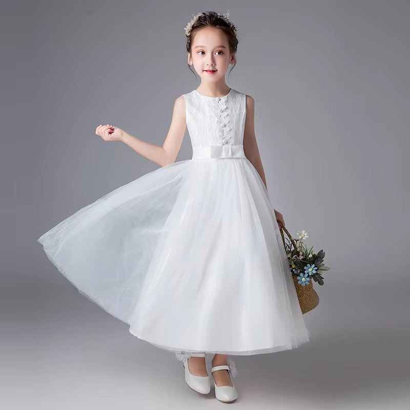 8550/8549 Lace Girls Wedding Dress Embroidered Birthday Party Dresses Communion Dresses for Kids Pageant Gown