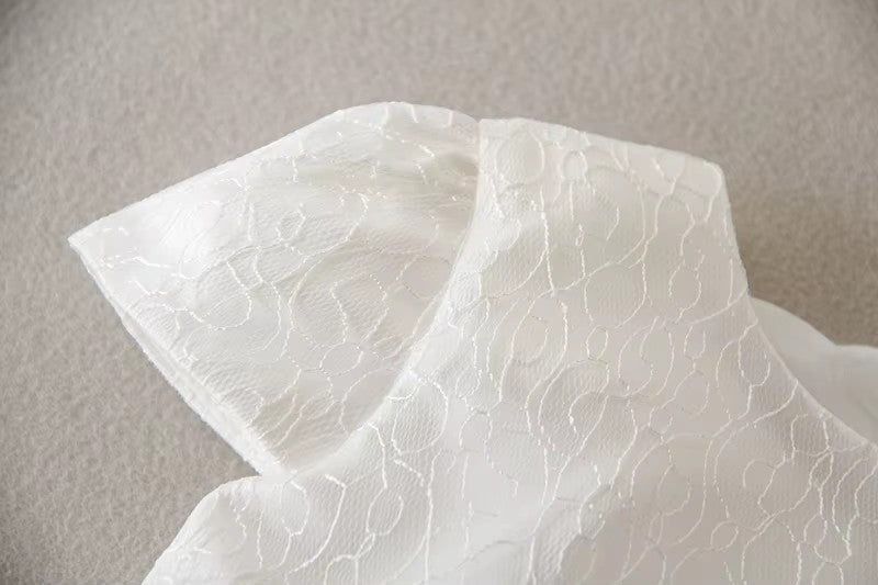 7520 Christening Flower Newborn Gown White Baby Infant Girl Baptism Dresses With Bow